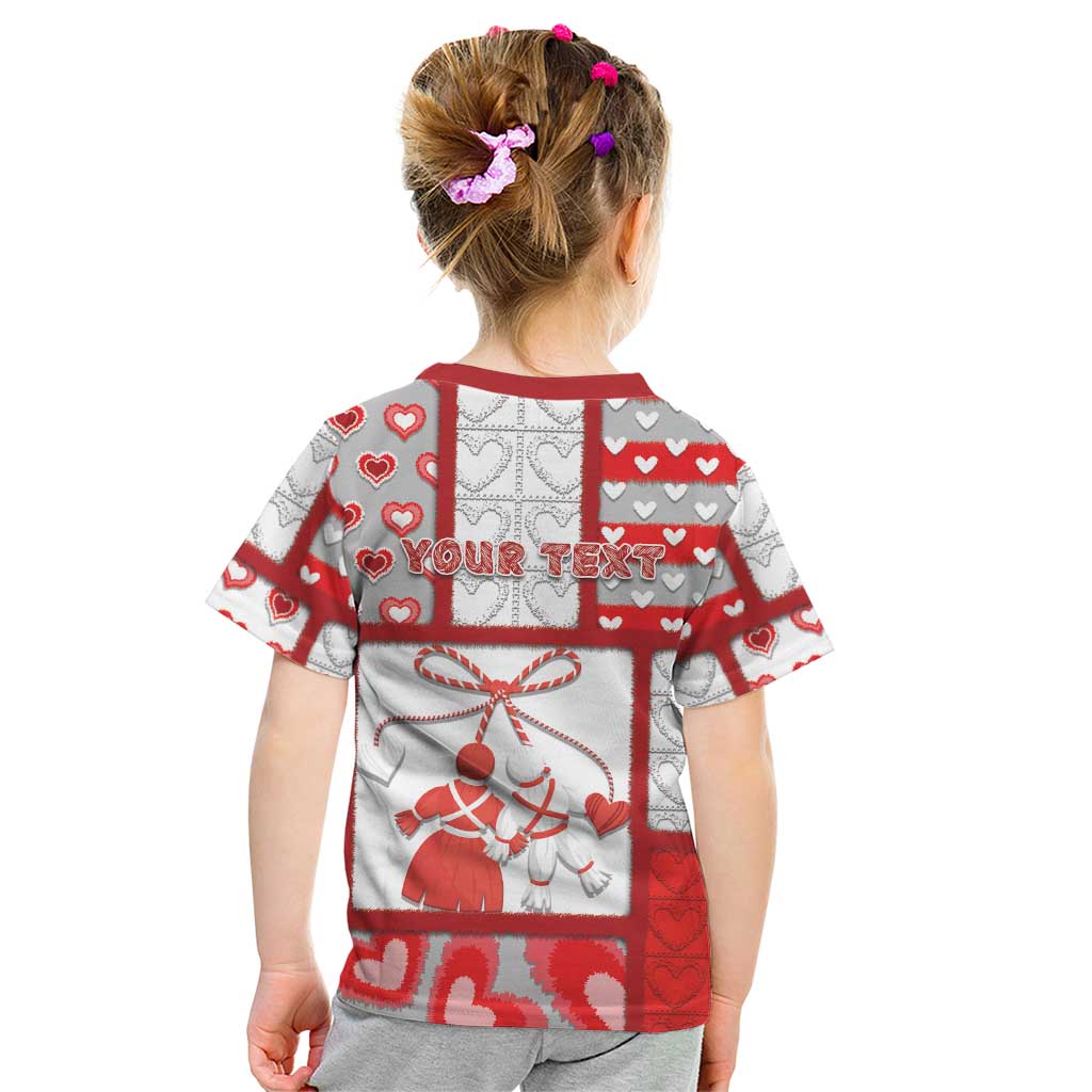 Personalized Romania Valentine's Day Kid T Shirt Martenitsi With Hearts Knitting Effect
