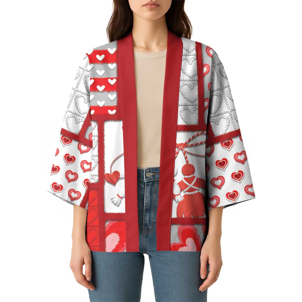 Personalized Romania Valentine's Day Kimono Martenitsi With Hearts Knitting Effect
