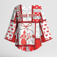 Personalized Romania Valentine's Day Kimono Sleeve Blouse Martenitsi With Hearts Knitting Effect