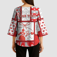 Personalized Romania Valentine's Day Kimono Sleeve Blouse Martenitsi With Hearts Knitting Effect
