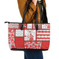 Romania Valentine's Day Leather Tote Bag Martenitsi With Hearts Knitting Effect