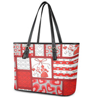 Romania Valentine's Day Leather Tote Bag Martenitsi With Hearts Knitting Effect
