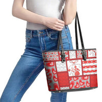 Romania Valentine's Day Leather Tote Bag Martenitsi With Hearts Knitting Effect