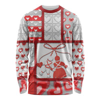 Personalized Romania Valentine's Day Long Sleeve Shirt Martenitsi With Hearts Knitting Effect