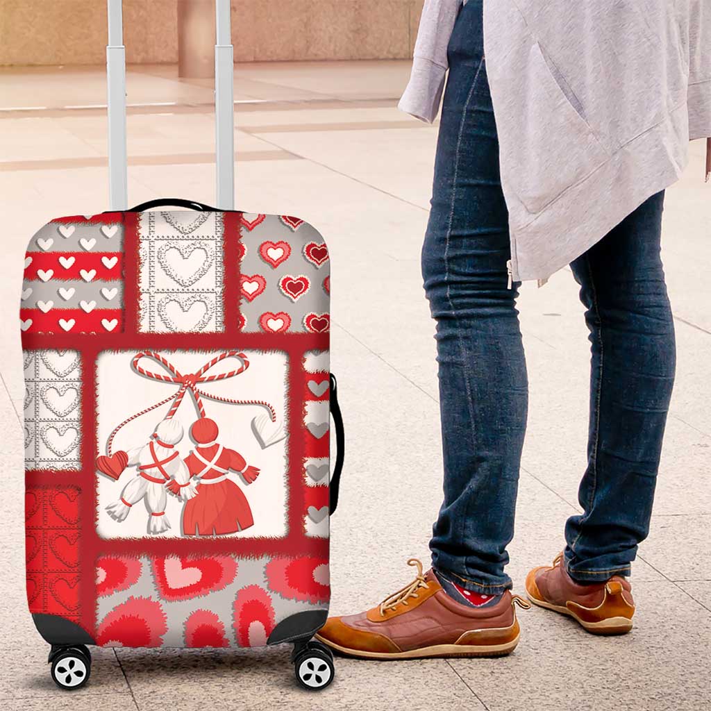 Romania Valentine's Day Luggage Cover Martenitsi With Hearts Knitting Effect