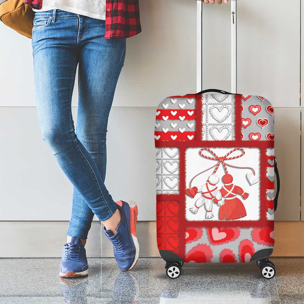 Romania Valentine's Day Luggage Cover Martenitsi With Hearts Knitting Effect