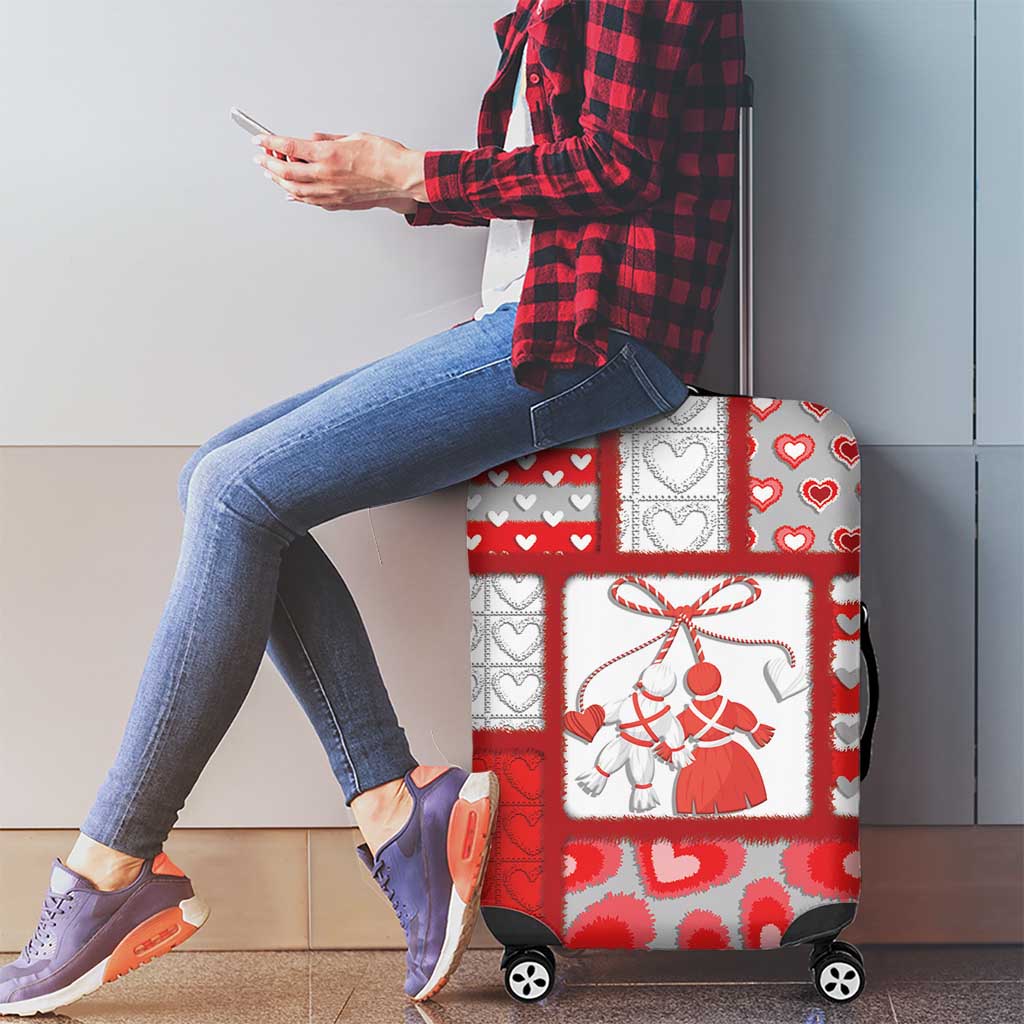 Romania Valentine's Day Luggage Cover Martenitsi With Hearts Knitting Effect