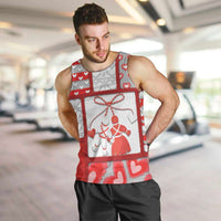 Personalized Romania Valentine's Day Men Tank Top Martenitsi With Hearts Knitting Effect
