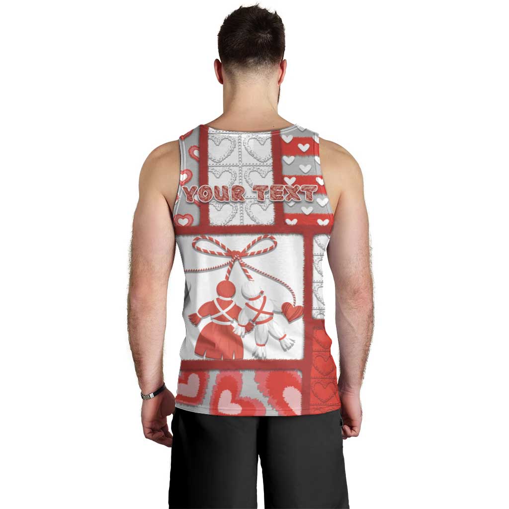 Personalized Romania Valentine's Day Men Tank Top Martenitsi With Hearts Knitting Effect