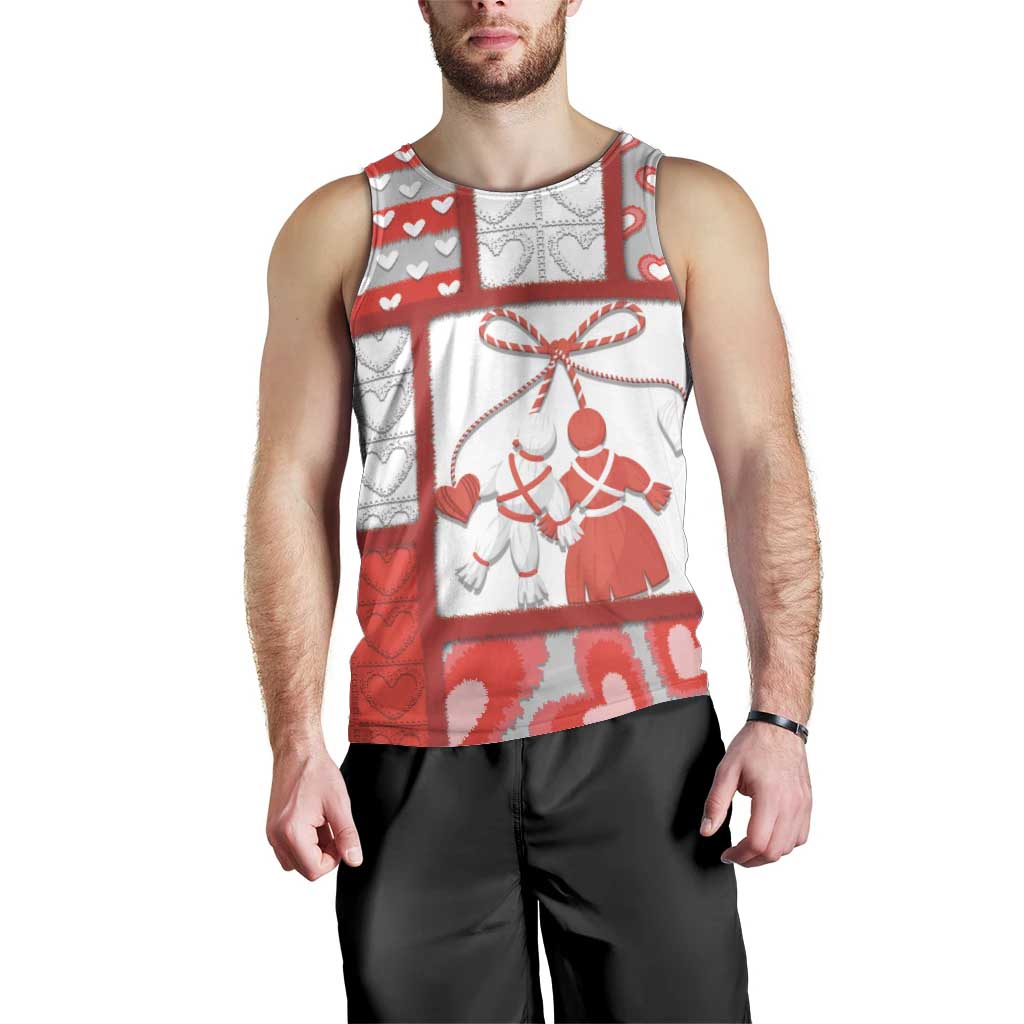 Personalized Romania Valentine's Day Men Tank Top Martenitsi With Hearts Knitting Effect