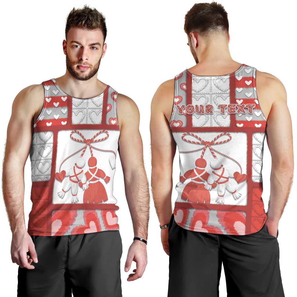 Personalized Romania Valentine's Day Men Tank Top Martenitsi With Hearts Knitting Effect