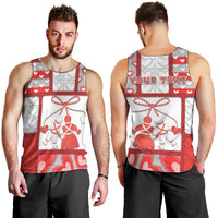 Personalized Romania Valentine's Day Men Tank Top Martenitsi With Hearts Knitting Effect