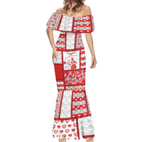 Personalized Romania Valentine's Day Mermaid Dress Martenitsi With Hearts Knitting Effect