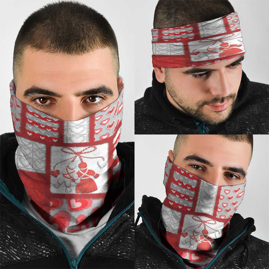 Romania Valentine's Day Neck Gaiter Martenitsi With Hearts Knitting Effect