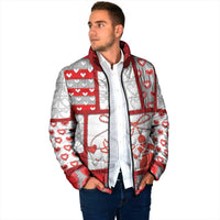 Personalized Romania Valentine's Day Padded Jacket Martenitsi With Hearts Knitting Effect