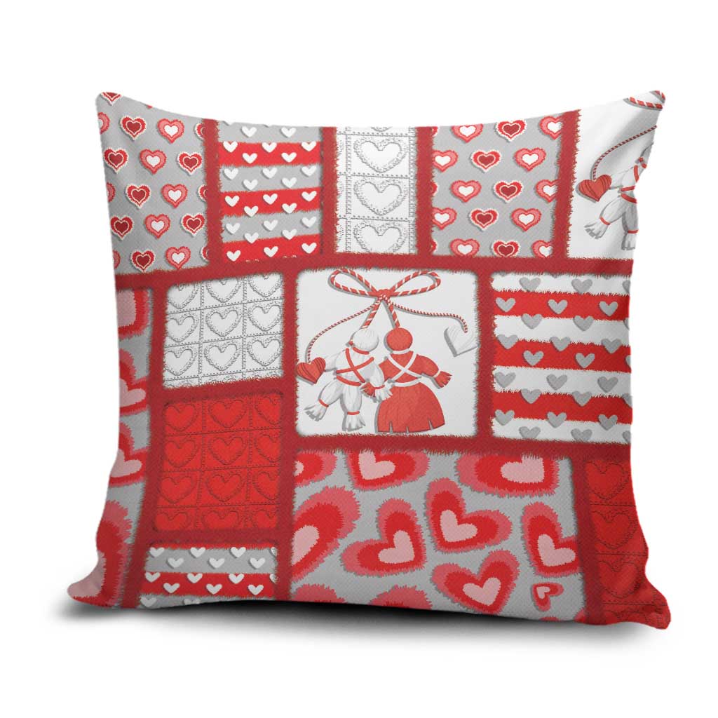 Romania Valentine's Day Pillow Cover Martenitsi With Hearts Knitting Effect
