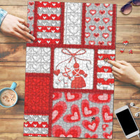 Romania Valentine's Day Puzzle Martenitsi With Hearts Knitting Effect