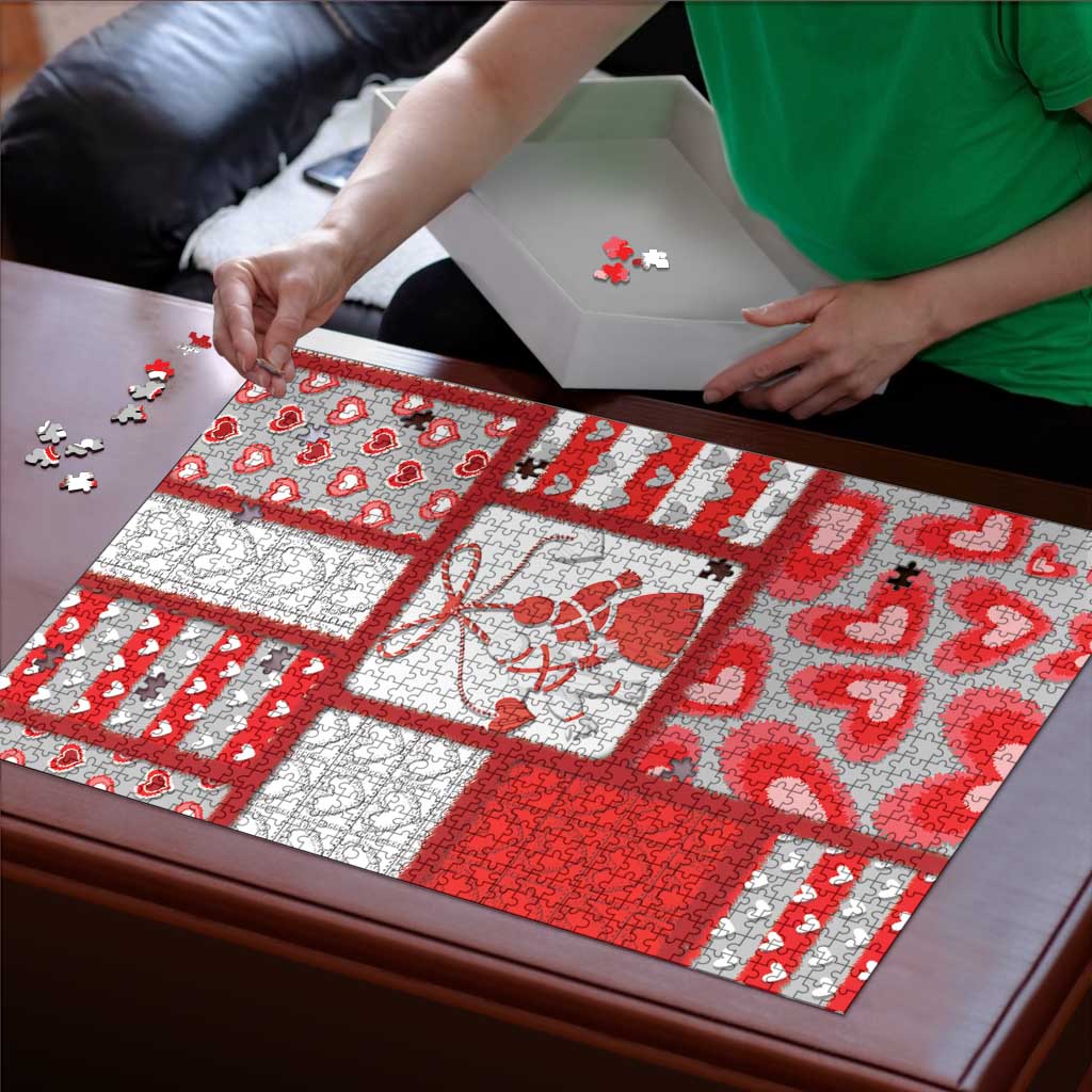 Romania Valentine's Day Puzzle Martenitsi With Hearts Knitting Effect