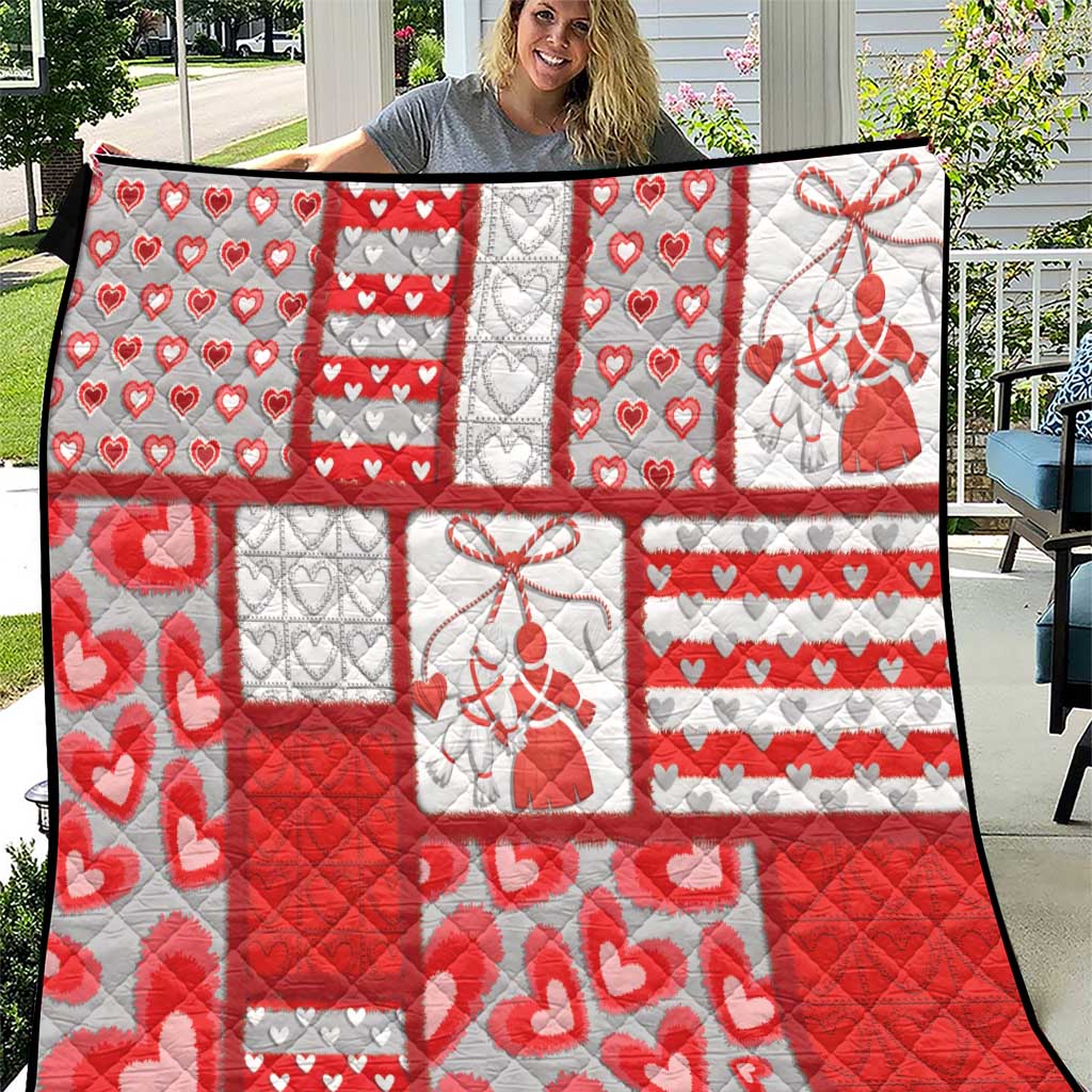 Romania Valentine's Day Quilt Martenitsi With Hearts Knitting Effect