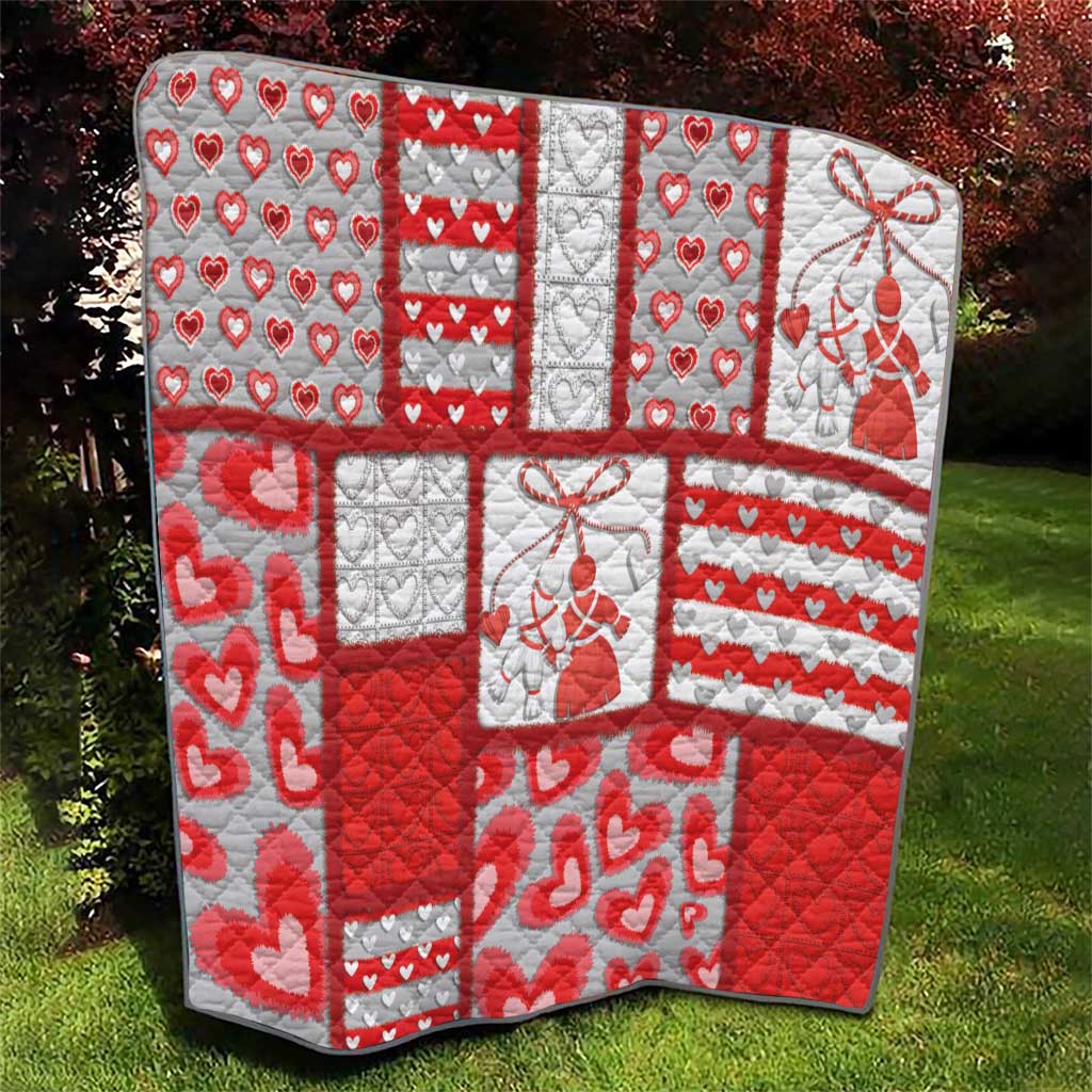 Romania Valentine's Day Quilt Martenitsi With Hearts Knitting Effect