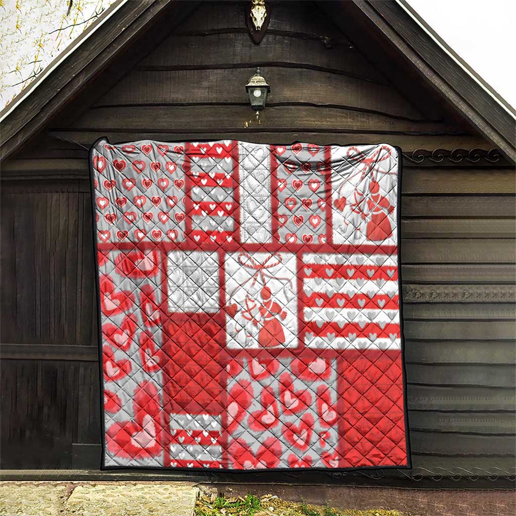 Romania Valentine's Day Quilt Martenitsi With Hearts Knitting Effect