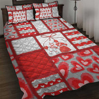 Romania Valentine's Day Quilt Bed Set Martenitsi With Hearts Knitting Effect