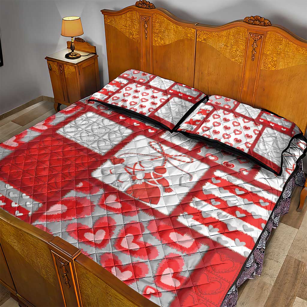 Romania Valentine's Day Quilt Bed Set Martenitsi With Hearts Knitting Effect