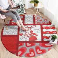 Romania Valentine's Day Round Carpet Martenitsi With Hearts Knitting Effect
