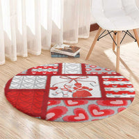 Romania Valentine's Day Round Carpet Martenitsi With Hearts Knitting Effect
