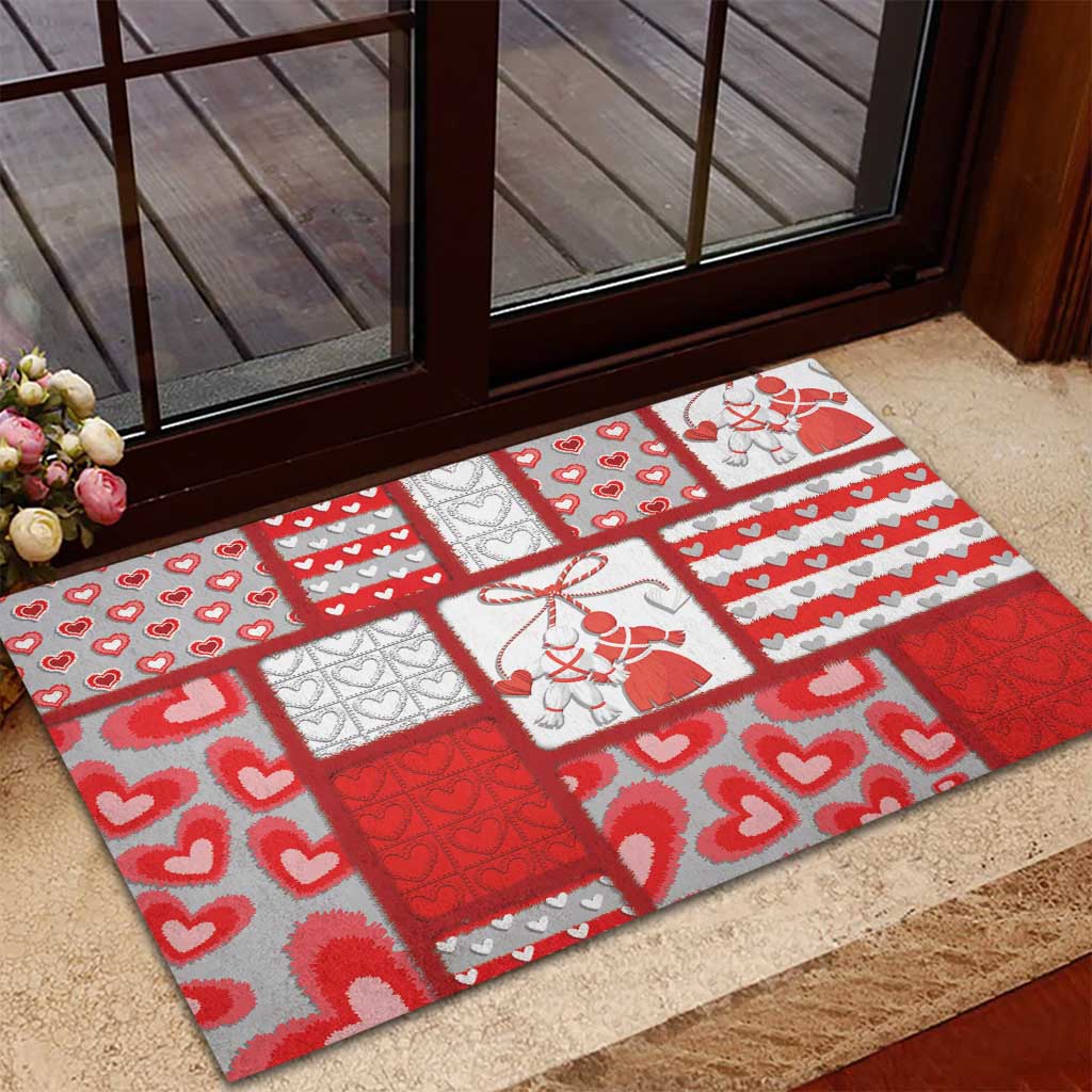 Romania Valentine's Day Rubber Doormat Martenitsi With Hearts Knitting Effect