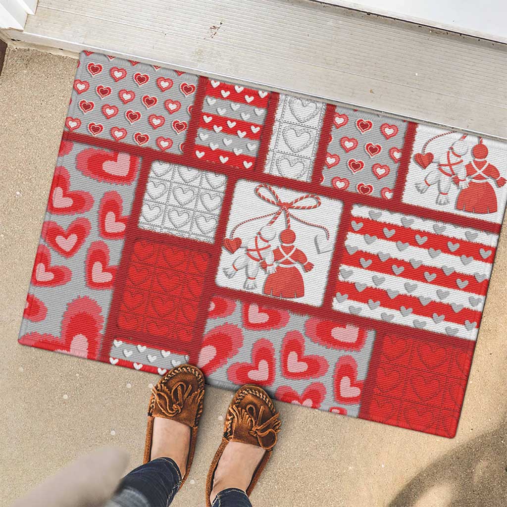 Romania Valentine's Day Rubber Doormat Martenitsi With Hearts Knitting Effect