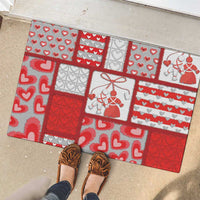 Romania Valentine's Day Rubber Doormat Martenitsi With Hearts Knitting Effect
