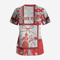 Personalized Romania Valentine's Day Scrub Top Martenitsi With Hearts Knitting Effect
