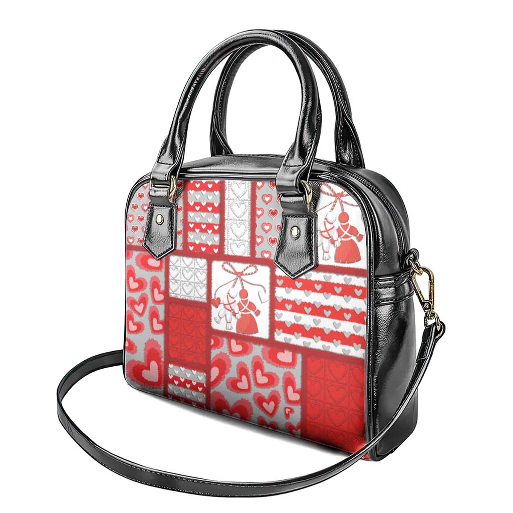 Romania Valentine's Day Shoulder Handbag Martenitsi With Hearts Knitting Effect