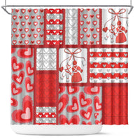 Romania Valentine's Day Shower Curtain Martenitsi With Hearts Knitting Effect