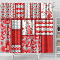 Romania Valentine's Day Shower Curtain Martenitsi With Hearts Knitting Effect