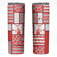 Personalized Romania Valentine's Day Skinny Tumbler Martenitsi With Hearts Knitting Effect