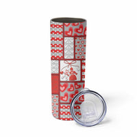 Personalized Romania Valentine's Day Skinny Tumbler Martenitsi With Hearts Knitting Effect
