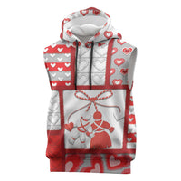 Personalized Romania Valentine's Day Sleeveless Hoodie Martenitsi With Hearts Knitting Effect