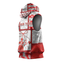 Personalized Romania Valentine's Day Sleeveless Hoodie Martenitsi With Hearts Knitting Effect