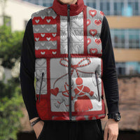 Personalized Romania Valentine's Day Sleeveless Puffer Jacket Martenitsi With Hearts Knitting Effect
