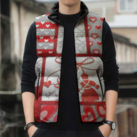 Personalized Romania Valentine's Day Sleeveless Puffer Jacket Martenitsi With Hearts Knitting Effect