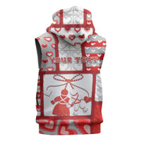 Personalized Romania Valentine's Day Sleeveless Zip Hoodie Martenitsi With Hearts Knitting Effect