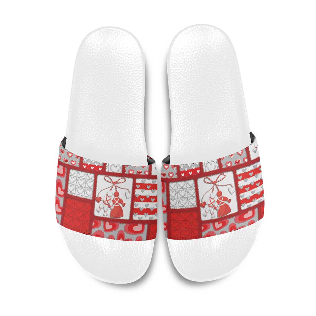 Romania Valentine's Day Slide Sandals Martenitsi With Hearts Knitting Effect