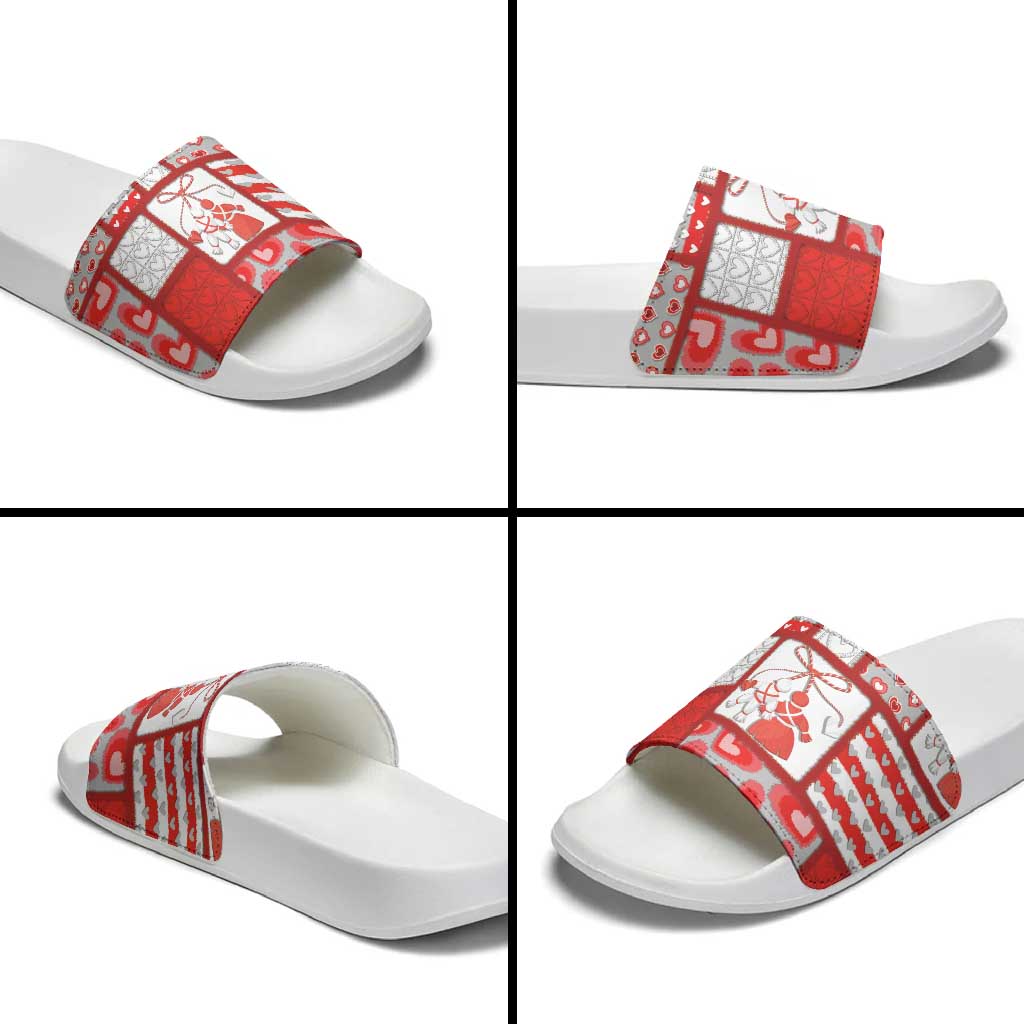 Romania Valentine's Day Slide Sandals Martenitsi With Hearts Knitting Effect