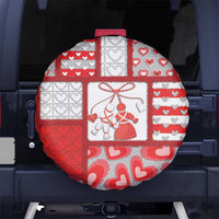 Romania Valentine's Day Spare Tire Cover Martenitsi With Hearts Knitting Effect