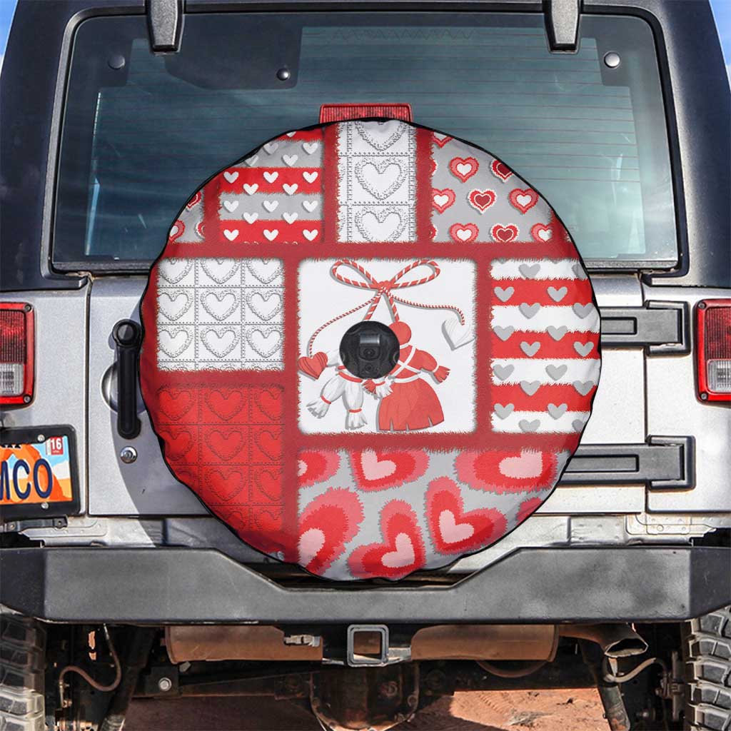 Romania Valentine's Day Spare Tire Cover Martenitsi With Hearts Knitting Effect