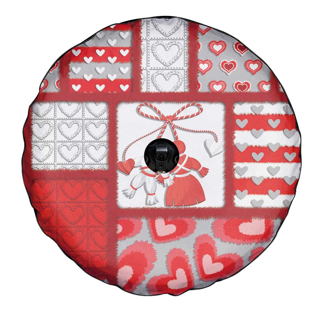 Romania Valentine's Day Spare Tire Cover Martenitsi With Hearts Knitting Effect