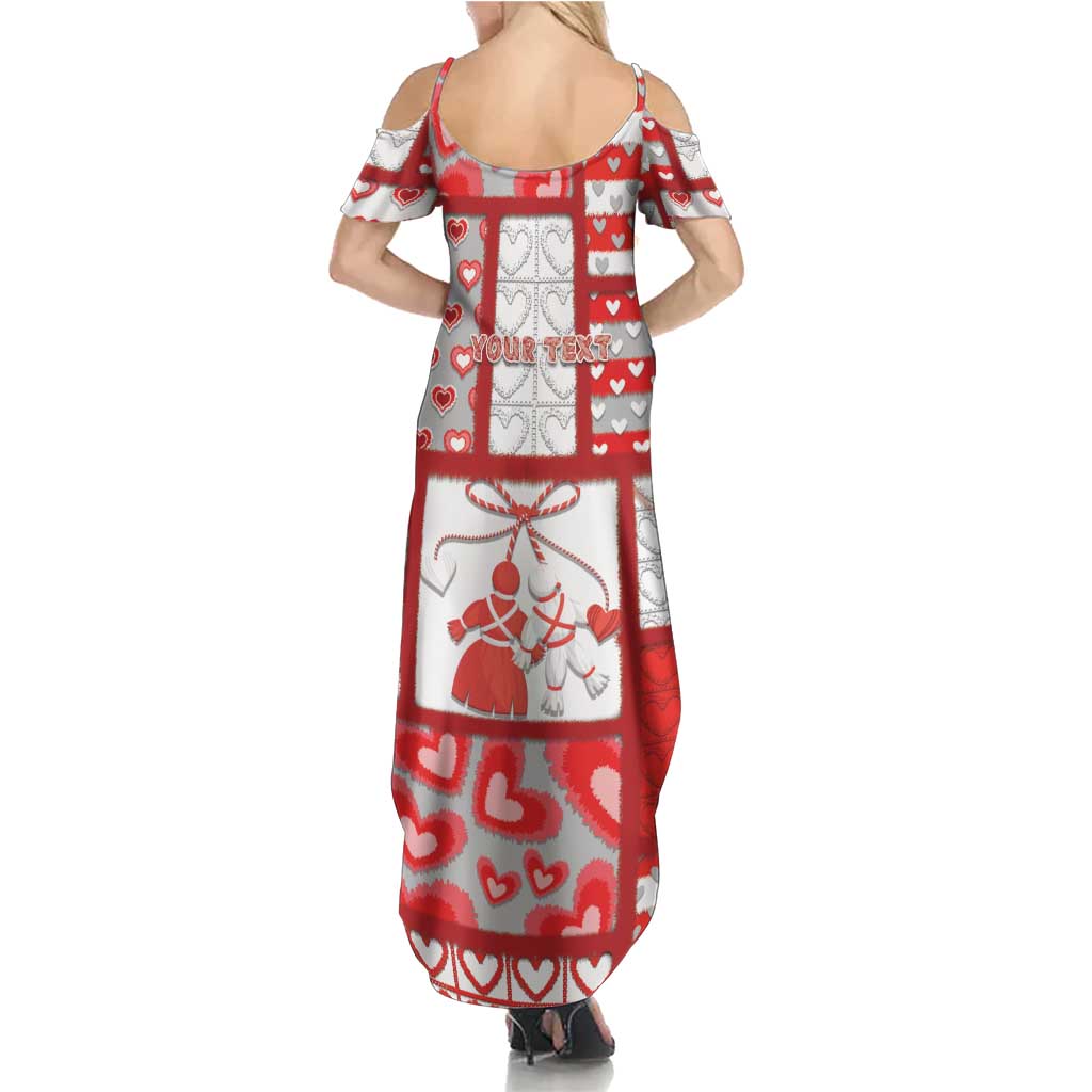 Personalized Romania Valentine's Day Summer Maxi Dress Martenitsi With Hearts Knitting Effect
