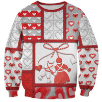 Personalized Romania Valentine's Day Sweatshirt Martenitsi With Hearts Knitting Effect